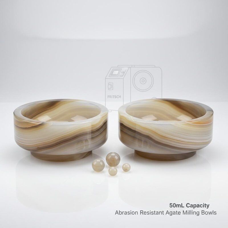 50mL Capacity Abrasion Resistant Agate Milling Bowls with Free Contamination for Fritsch Ball Mill
