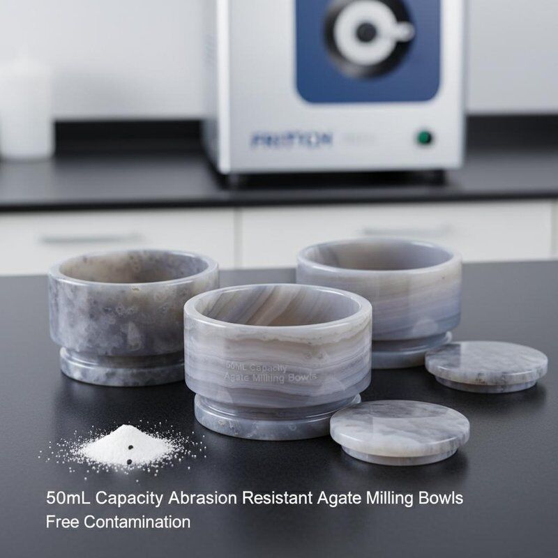 50mL Capacity Abrasion Resistant Agate Milling Bowls with Free Contamination for Fritsch Ball Mill