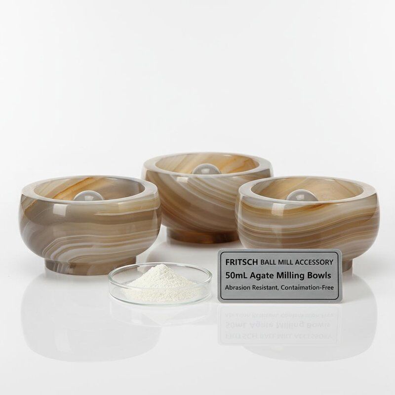 50mL Capacity Abrasion Resistant Agate Milling Bowls with Free Contamination for Fritsch Ball Mill