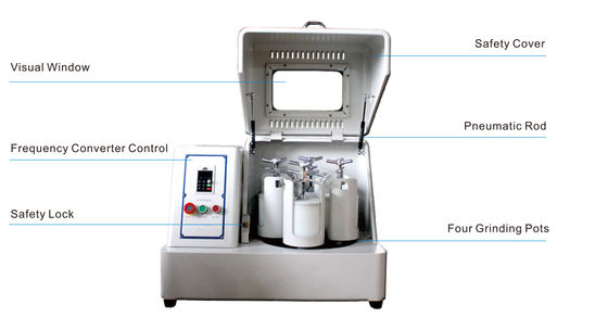 Milling Cutter Planetary Ball Mill Low-Noise Design 1.5kw 220-50Hz for Precision Milling