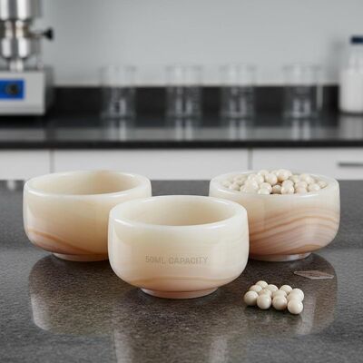 50mL Capacity Abrasion Resistant Agate Milling Bowls with Free Contamination for Fritsch Ball Mill
